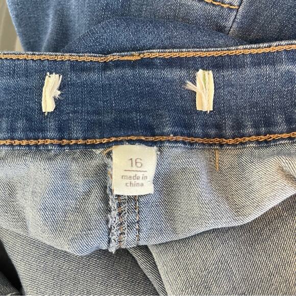 Blue denim button western prairie cottagecore stretchy jean midi maxi skirt 16 - Picture 5 of 6